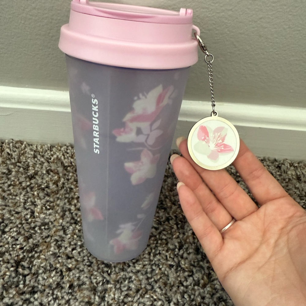 Starbucks Cherry Blossom tumbler with charm